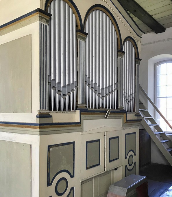 Raspe-Orgel (1870) in der Dorfkirche Burxdorf-Mühlberg (Brandenburg)
